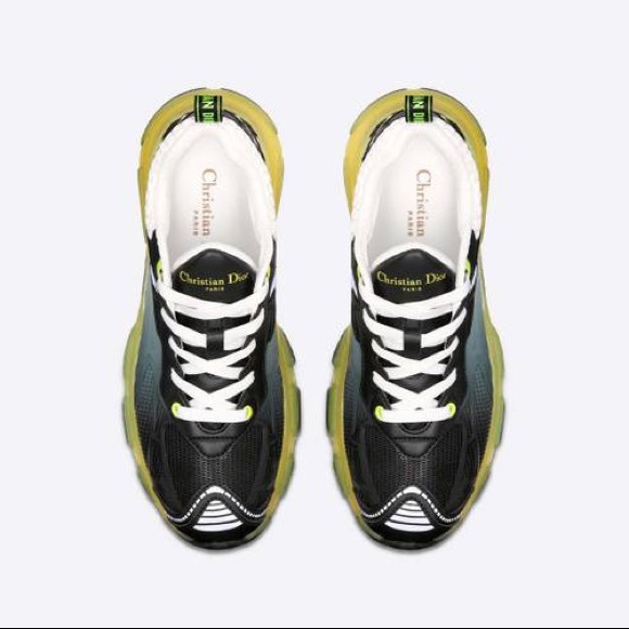 DIOR VIBE LEATHER-TRIM BLACK & YELLOW SNEAKER SIZE 40 - Picture 8 of 12